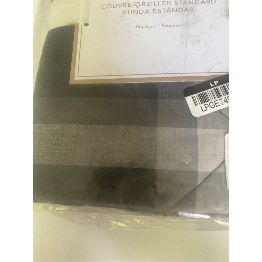 NEW Pottery Barn Teen XANDER Black Plaid Standard Pillow Sham - Picture 2 of 5